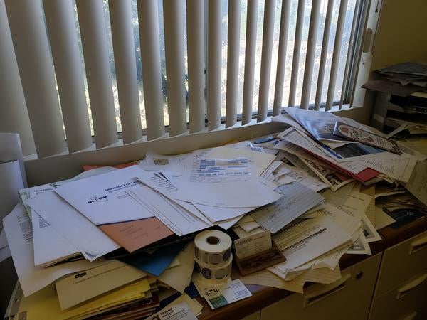 Paperwork on desk