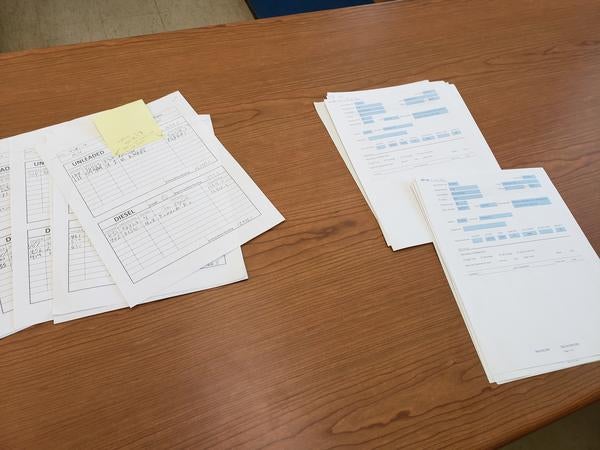 Work orders on desk